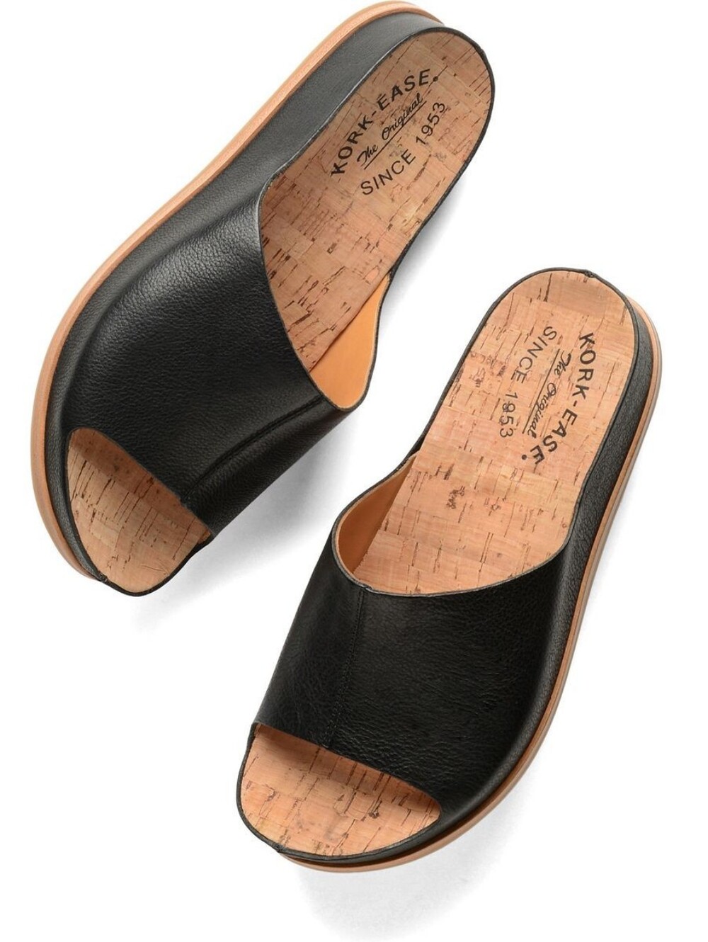 Kork-Ease Tutsi Leather Slides Sandal Cork Women's Comfort Slip-On Black Size 9M